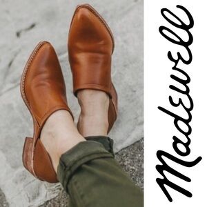 Madewell The Brady Lowcut Leather Chunky Heel Bootie in Cognac Brown